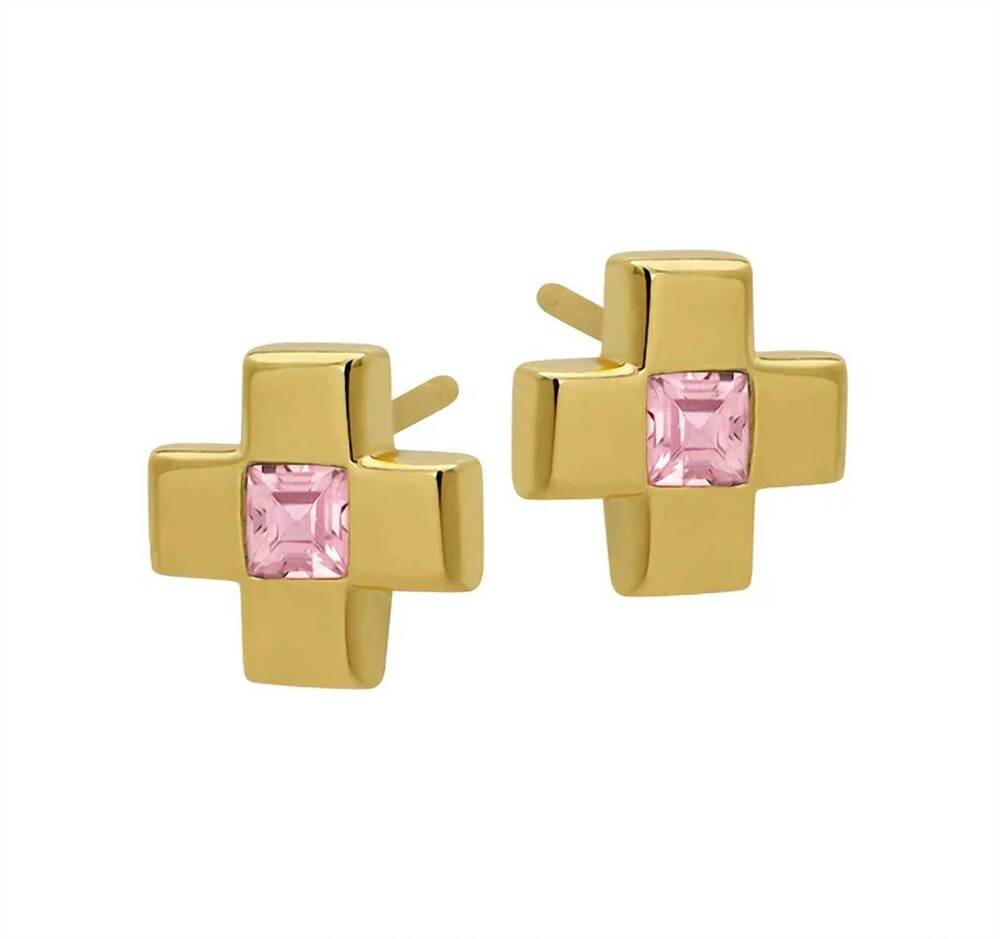 NEW GOLDBUG COLLECTION women's cross stud earrings in pink